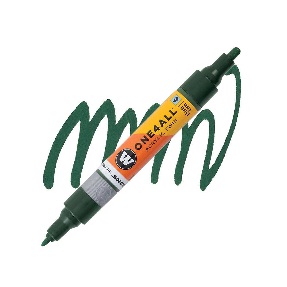 Molotow ONE4ALL Acryl Twin двустранен акрилен маркер, 1,5 + 4 мм, Future Green